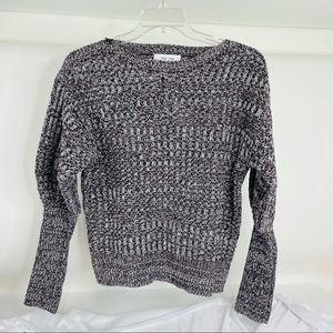 John + Jenn crochet Wine Gray long Sleeve Sweater